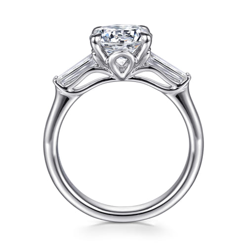 14K White Gold Round Three Stone Diamond Engagement Ring