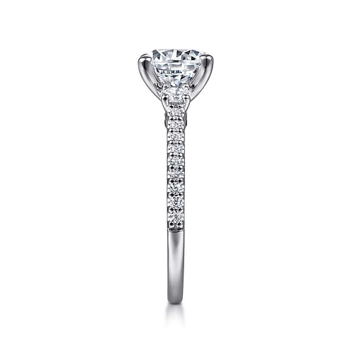 14K White Gold Round Three Stone Diamond Engagement Ring