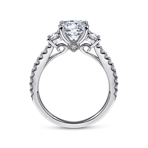 14K White Gold Round Three Stone Diamond Engagement Ring