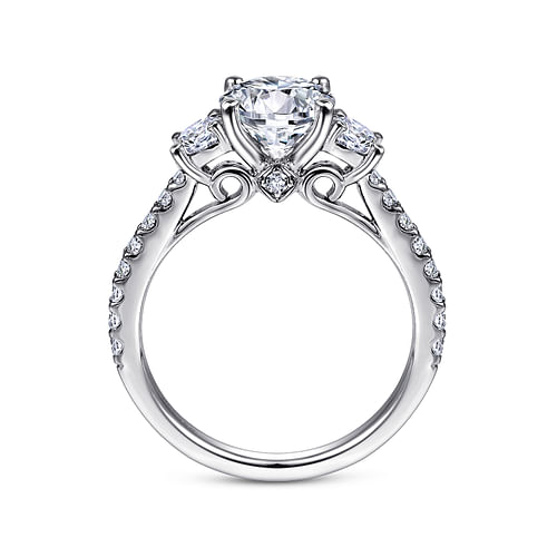 14K White Gold Round Three Stone Diamond Engagement Ring