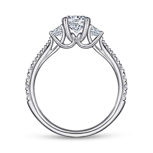 14K White Gold Round Three Stone Diamond Engagement Ring