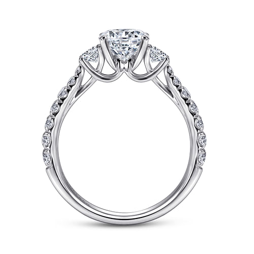 14K White Gold Round Three Stone Diamond Engagement Ring