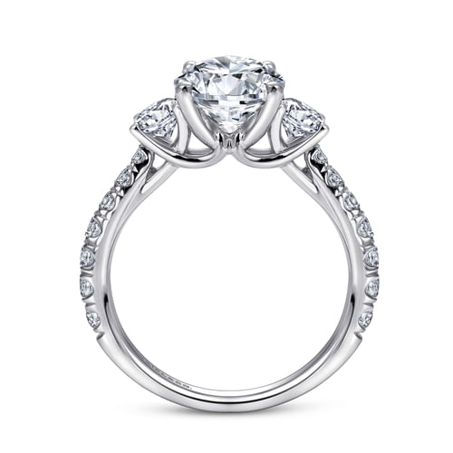 14K White Gold Round Three Stone Diamond Engagement Ring