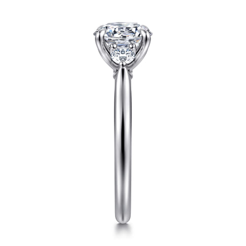 14K White Gold Round Three Stone Lotus Diamond Engagement Ring 14K White Gold Round Three Stone Lotus Diamond Engagement Ring
