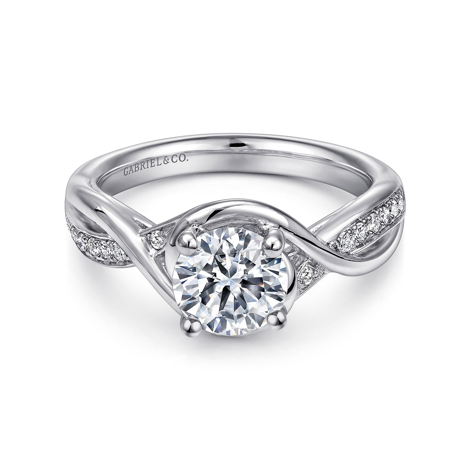 Gabriel - 14K White Gold Round Twisted Diamond Channel Set Engagement Ring