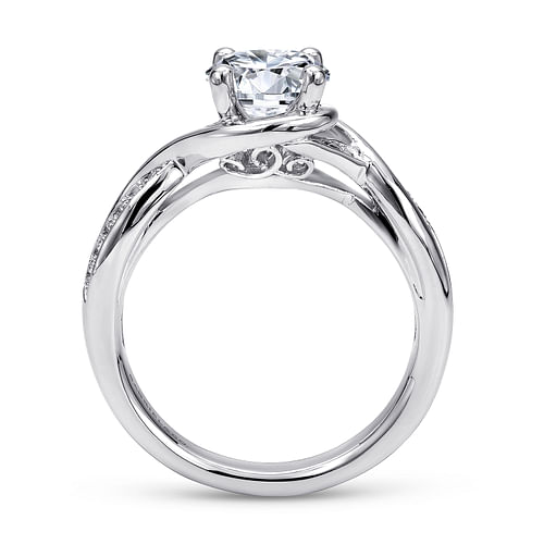 14K White Gold Round Twisted Diamond Channel Set Engagement Ring