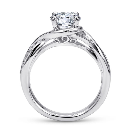 14K White Gold Round Twisted Diamond Channel Set Engagement Ring angle 2