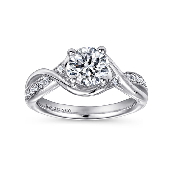 14K White Gold Round Twisted Diamond Channel Set Engagement Ring angle 5