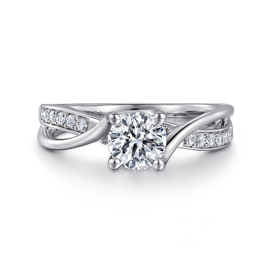 Gabriel - 14K White Gold Round Twisted Diamond Engagement Ring