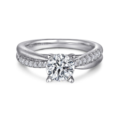 14K White Gold Round Twisted Diamond Engagement Ring 14K White Gold Round Twisted Diamond Engagement Ring
