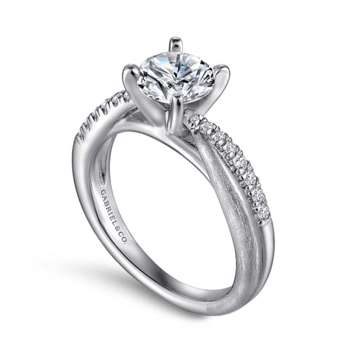 14K White Gold Round Twisted Diamond Engagement Ring 14K White Gold Round Twisted Diamond Engagement Ring