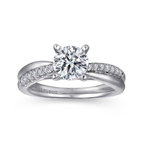 14K White Gold Round Twisted Diamond Engagement Ring 14K White Gold Round Twisted Diamond Engagement Ring