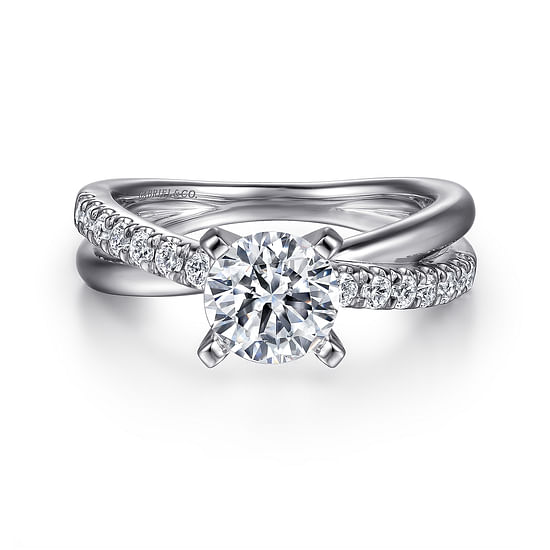 Gabriel - 14K White Gold Round Twisted Diamond Engagement Ring