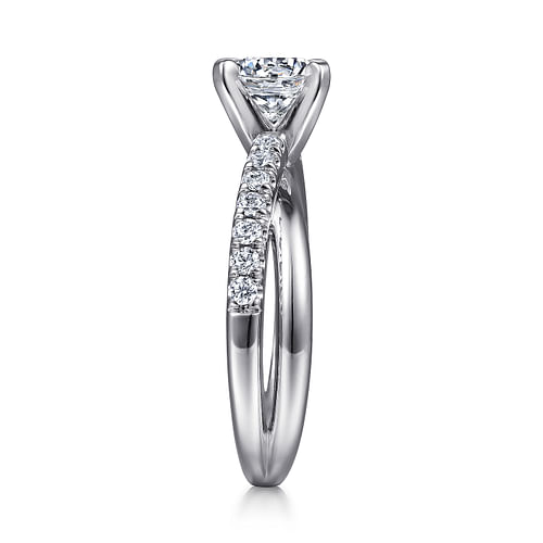 14K White Gold Round Twisted Diamond Engagement Ring