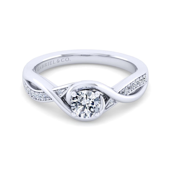 Gabriel - 14K White Gold Round Twisted Diamond Engagement Ring