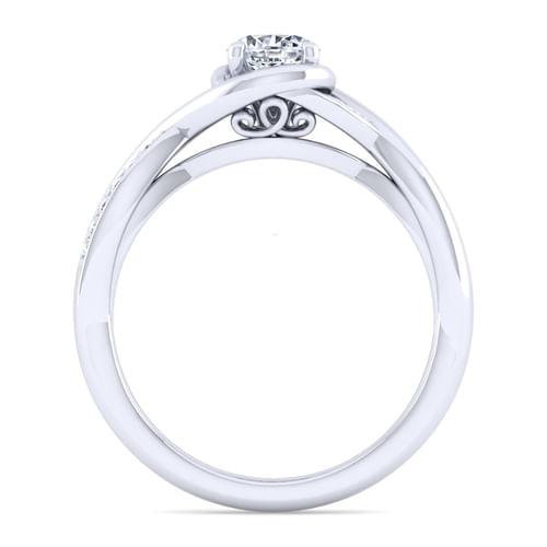 14K White Gold Round Twisted Diamond Engagement Ring