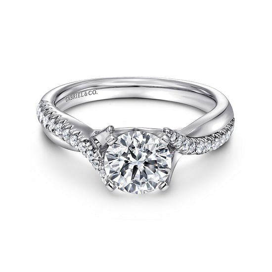 Gabriel - 14K White Gold Round Twisted Diamond Engagement Ring