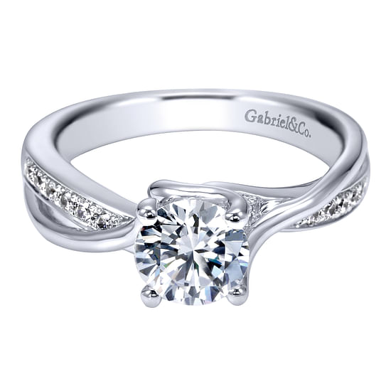 Gabriel - 14K White Gold Round Twisted Diamond Engagement Ring