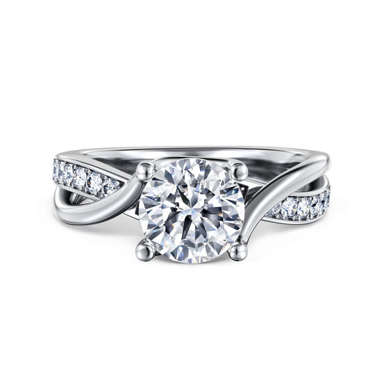 Gabriel - 14K White Gold Round Twisted Diamond Engagement Ring