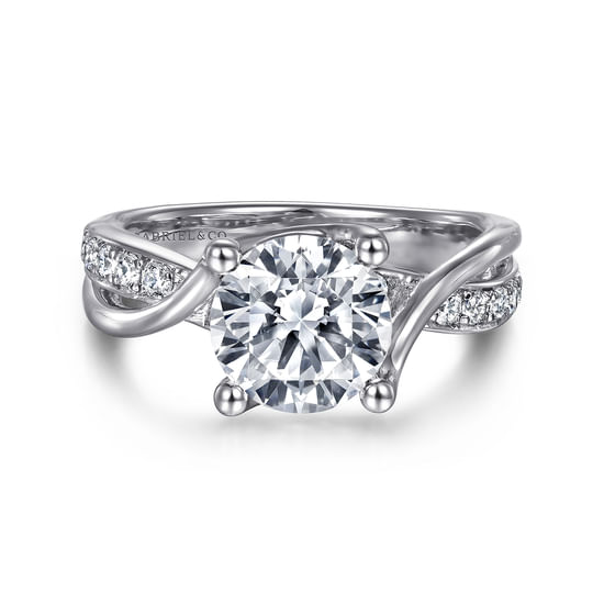 Gabriel - 14K White Gold Round Twisted Diamond Engagement Ring