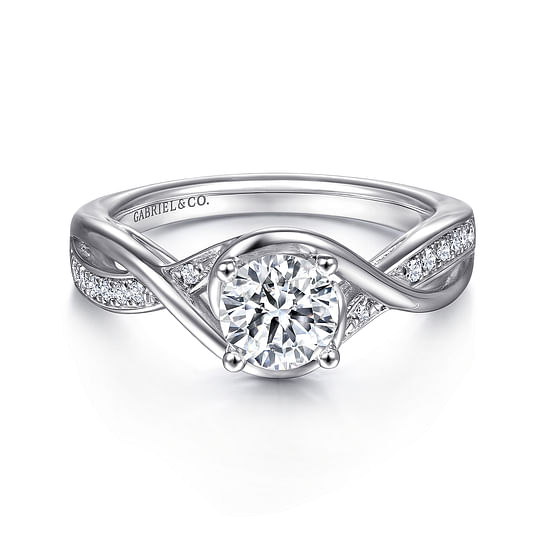 Gabriel - 14K White Gold Round Twisted Diamond Engagement Ring