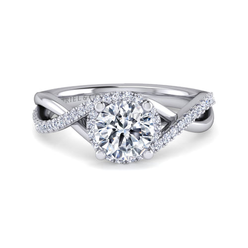 14K White Gold Round Twisted Diamond Engagement Ring 14K White Gold Round Twisted Diamond Engagement Ring