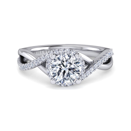 Gabriel - 14K White Gold Round Twisted Diamond Engagement Ring