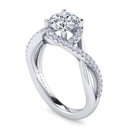 14K White Gold Round Twisted Diamond Engagement Ring 14K White Gold Round Twisted Diamond Engagement Ring