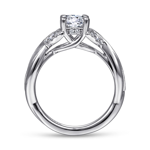 14K White Gold Round Twisted Diamond Engagement Ring