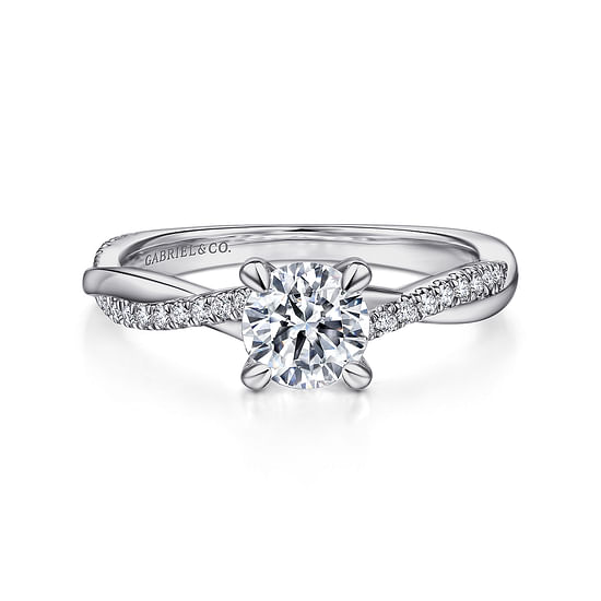 Gabriel - 14K White Gold Round Twisted Diamond Engagement Ring