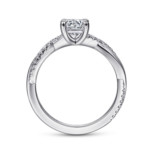 14K White Gold Round Twisted Diamond Engagement Ring