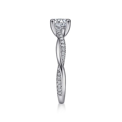 14K White Gold Round Twisted Diamond Engagement Ring