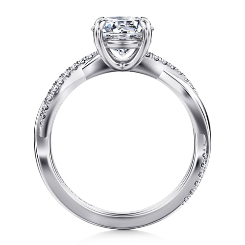 14K White Gold Round Twisted Diamond Engagement Ring