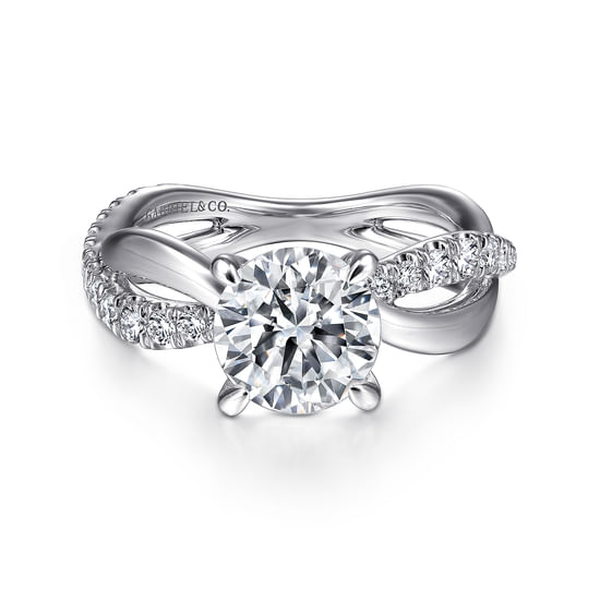 Gabriel - 14K White Gold Round Twisted Diamond Engagement Ring