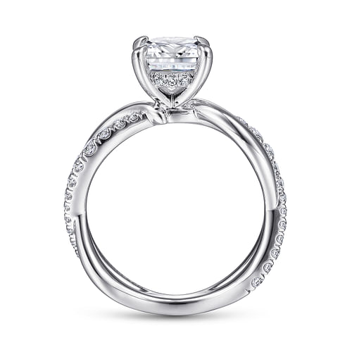 14K White Gold Round Twisted Diamond Engagement Ring
