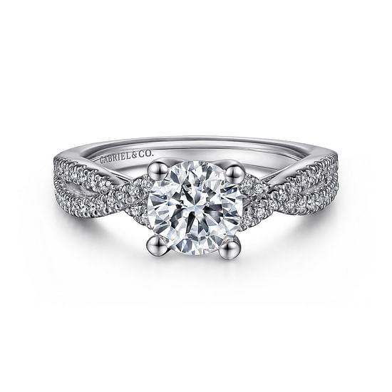 Gabriel - 14K White Gold Round Twisted Diamond Engagement Ring