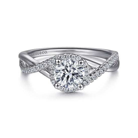 Gabriel - 14K White Gold Round Twisted Diamond Engagement Ring