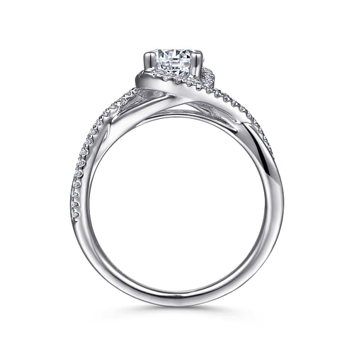 14K White Gold Round Twisted Diamond Engagement Ring