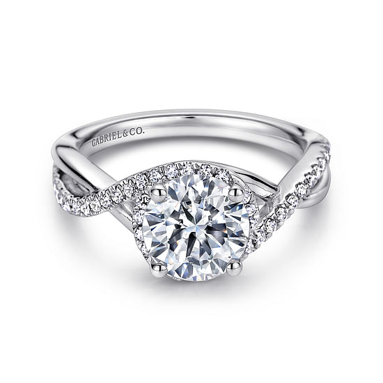 Gabriel - 14K White Gold Round Twisted Diamond Engagement Ring