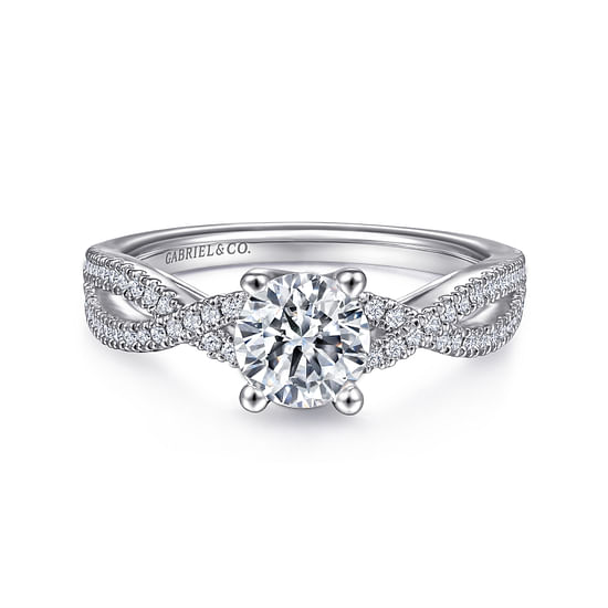 Gabriel - 14K White Gold Round Twisted Diamond Engagement Ring