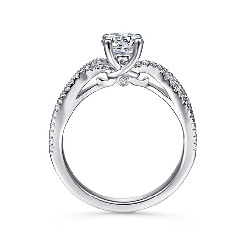 14K White Gold Round Twisted Diamond Engagement Ring