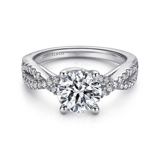 Gabriel - 14K White Gold Round Twisted Diamond Engagement Ring