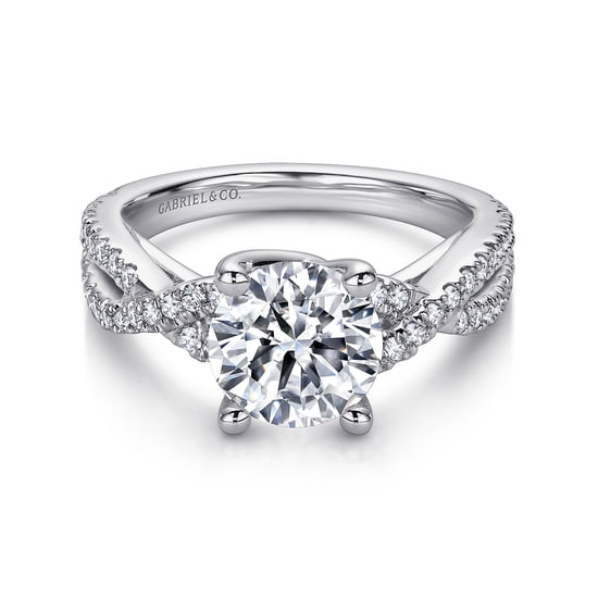 Gabriel - 14K White Gold Round Twisted Diamond Engagement Ring