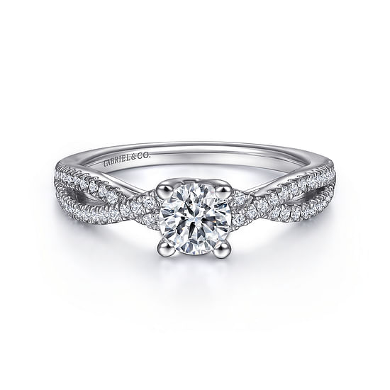 Gabriel - 14K White Gold Round Twisted Diamond Engagement Ring