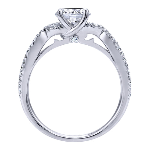 14K White Gold Round Twisted Diamond Engagement Ring