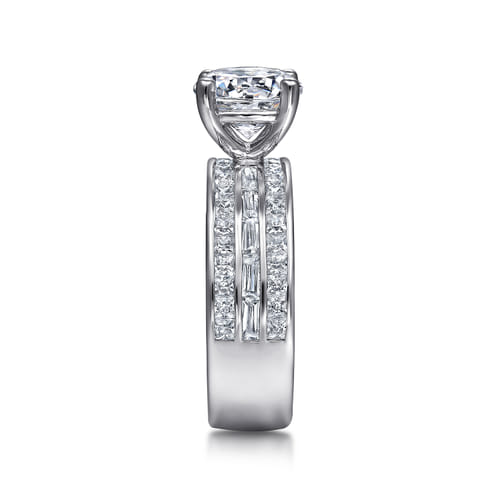 14K White Gold Round Wide Band Diamond Engagement Ring