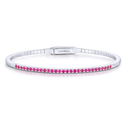 14K White Gold Ruby Bangle