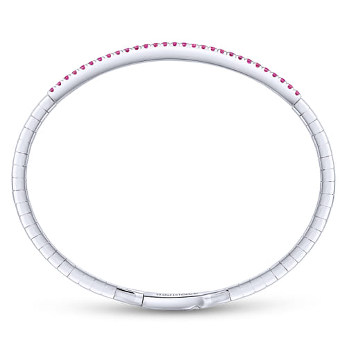 14K White Gold Ruby Bangle
