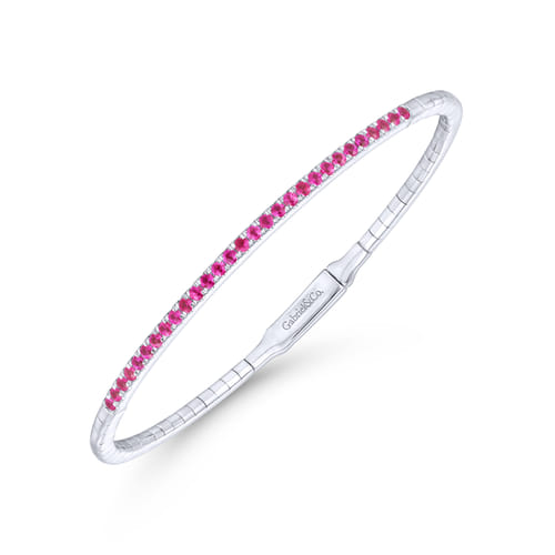 14K White Gold Ruby Bangle