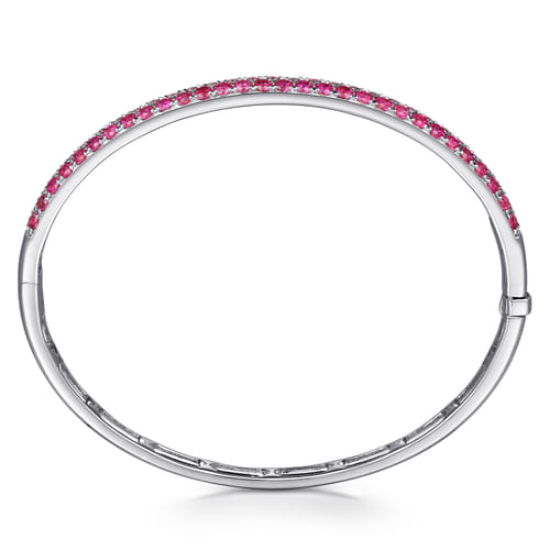 14K White Gold Ruby Bangle